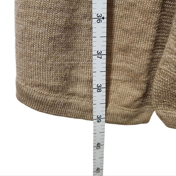 Tristan Long Belted Cardigan Tan Wool Blend Open Front Women's Size Medium - Picture 10 of 10